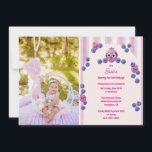 Cute Photo Berry First Birthday Kids Party Inbjudningar<br><div class="desc">Berry söt inbjudan till en första födelsedagsfest med handdragna bär och en strimlad bakgrund.</div>