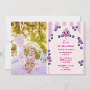Cute Photo Berry First Birthday Kids Party Inbjudningar