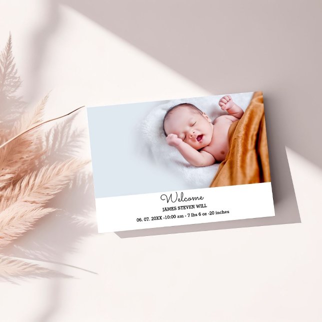 Cute Photo Bircement Card | Nyfödd bebis-kort Tilläggskort (Skapare uppladdad)