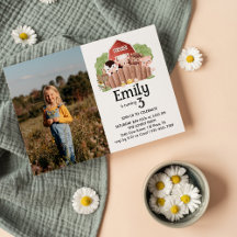 Cute Photo Boskap Birthday-inbjudan