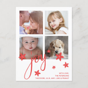 Cute Photo Collage Red Joy jul Helg Vykort