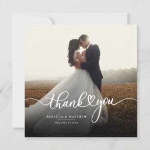 Cute Photo Hand-Lettered Bröllop Tack Anteckningskort