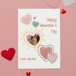 Cute Photo Heart Classroom Valentine Day Card Anteckningskort