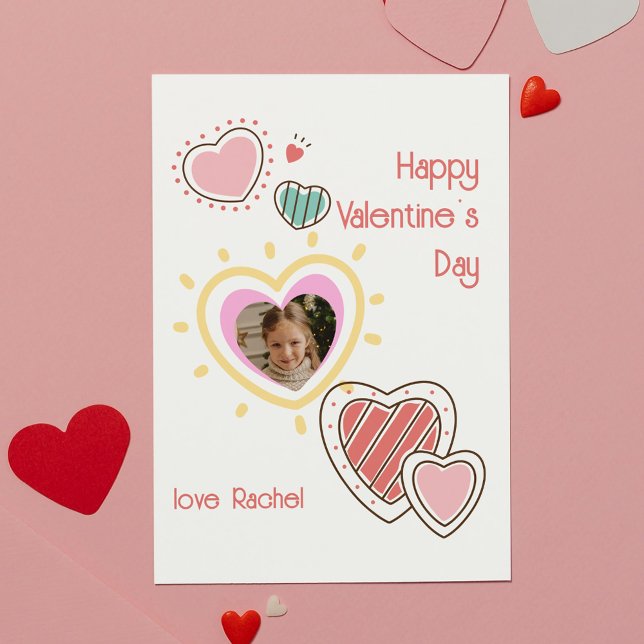 Cute Photo Heart Classroom Valentine Day Card Anteckningskort (Cute Photo Heart Classroom Valentine's Day Card
)