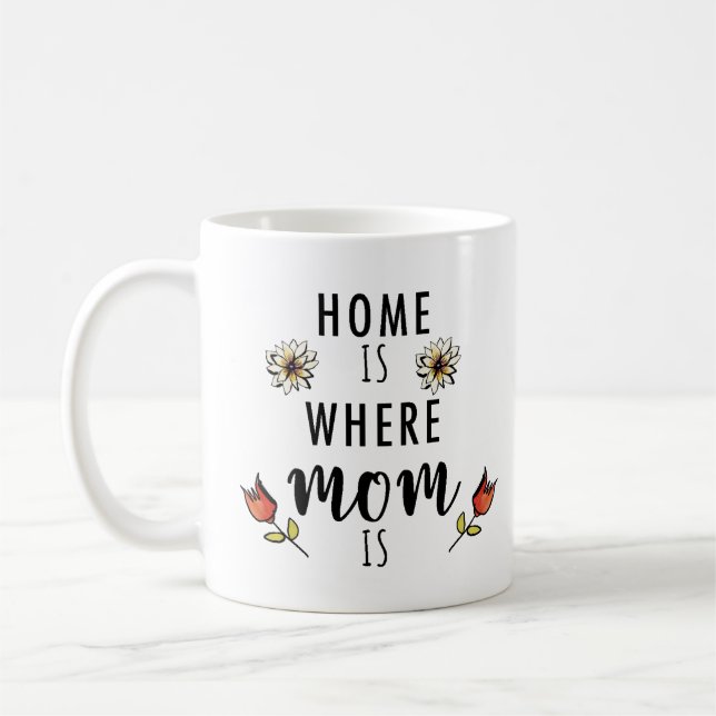 Cute Photo Home är där Mamma är Kaffemugg (Vänster)