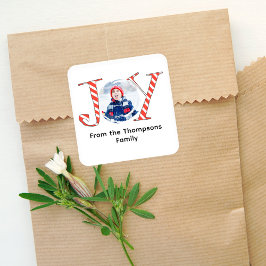 Cute Photo jul Joy Gift Märkre Fyrkantigt Klistermärke