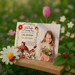 Cute Photo our Little Ladybug Girl Birthday Inbjudningar