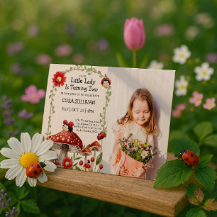 Cute Photo our Little Ladybug Girl Birthday Inbjudningar