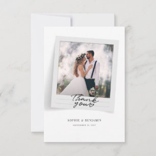 Cute Photo Ram Hand-Lettered Bröllop Tack Kort