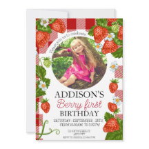 Cute Photo Red Blue Berry Sweet 1st Birthday