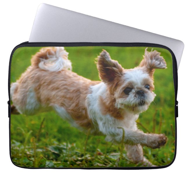 Cute Photo Running Shih Tzu Hund Laptop Fodral (Framsidan)
