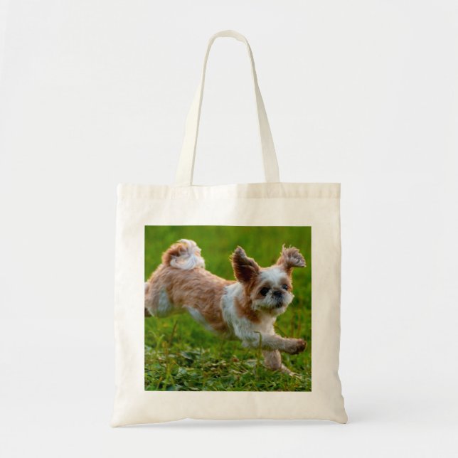 Cute Photo Running Shih Tzu Hund Tygkasse (Framsidan)
