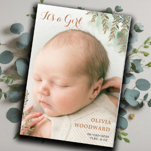Cute Photo Sage Cocoa Girl Birth Notice
