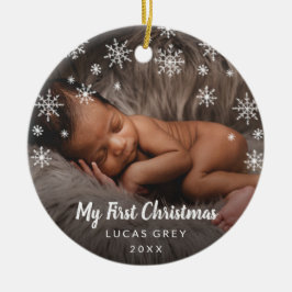 Cute Photo Snöflingor Baby Första jul Julgransprydnad Keramik