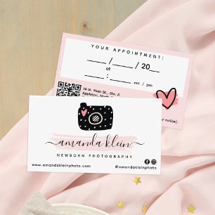 Cute Photographer Camera Black & Rosa Möte Visitkort