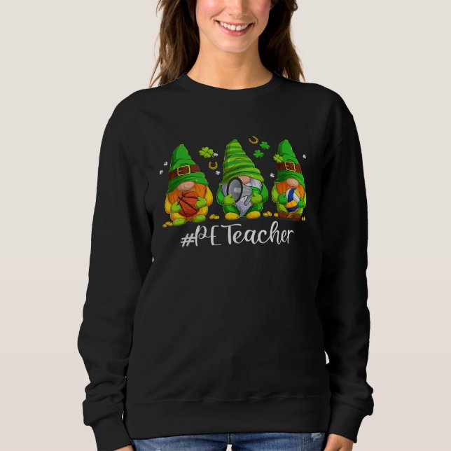 Cute Physical Education PE Teacher Gnome St Patric T Shirt (Framsida)