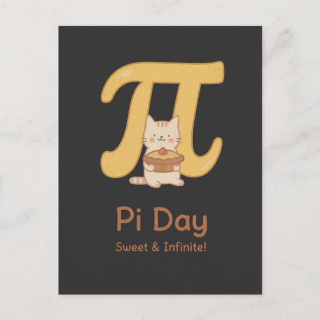 Cute Pi Day Cat Shirt Helg Vykort (Framsida)