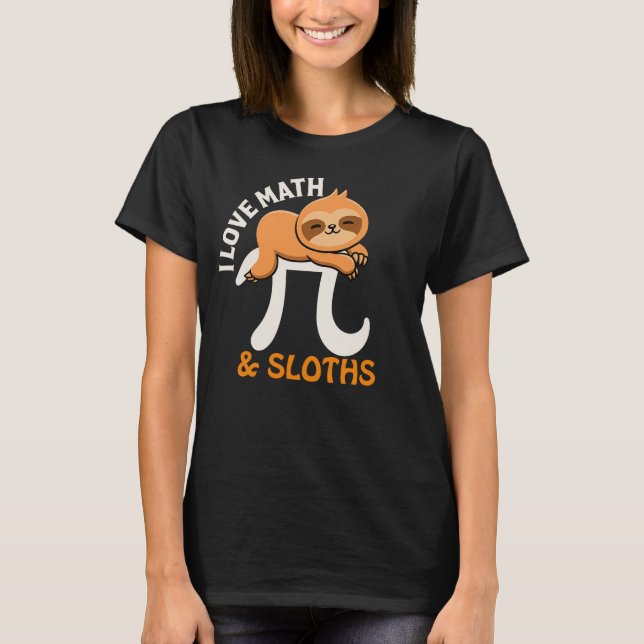 Cute Pi Day Sloth Math Teacher Tee (Framsida)