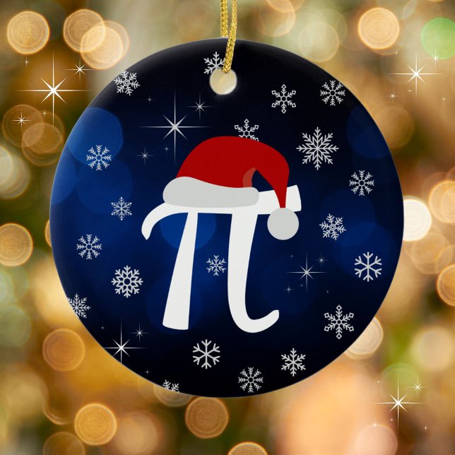 Cute Pi Symbol med Santa Hat Julgransprydnad Keramik (Don't forget the PI this Christmas!)