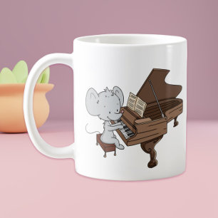 Cute Pianist Skäl Mouse Spelar Piano Kaffemugg