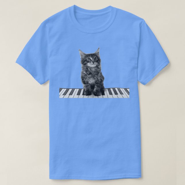 Cute Piano Cat Pianist Tangentbord Player T Shirt (Design framsida)