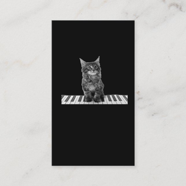 Cute Piano Cat Pianist Tangentbord Player Visitkort (Framsida)