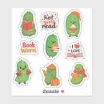 Cute Pickle Bok Älskare Stickers Funny Mysigt Fall