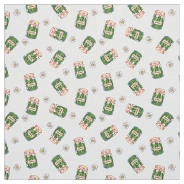 Cute Pickle Burk & Daisy Seamless Mönster Fabric Tyg (Provkarta)
