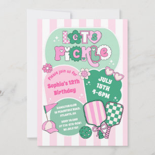 Cute Pickleball Girls Birthday Inbjudningar