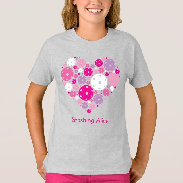 Cute Pickleball 💘 Heart anpassningsbar text T Shirt (Framsida)