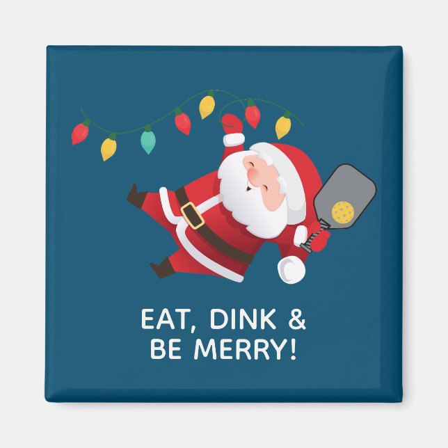 Cute Pickleball Santa Blue jul Magnet (Framsidan)
