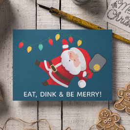 Cute Pickleball Santa Blue - Julfoto Helgkort