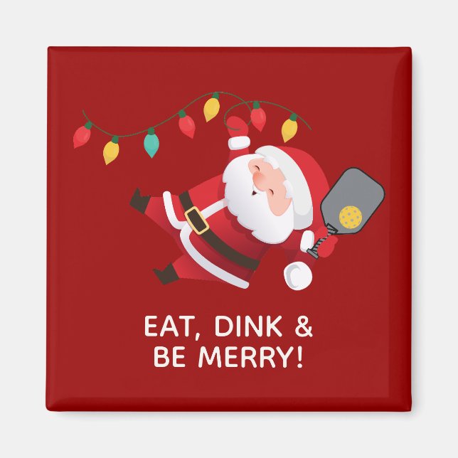 Cute Pickleball Santa Red jul Magnet (Framsidan)