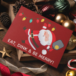 Cute Pickleball Santa Red-julfoto Helgkort