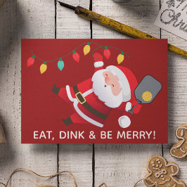 Cute Pickleball Santa Red-julfoto Helgkort
