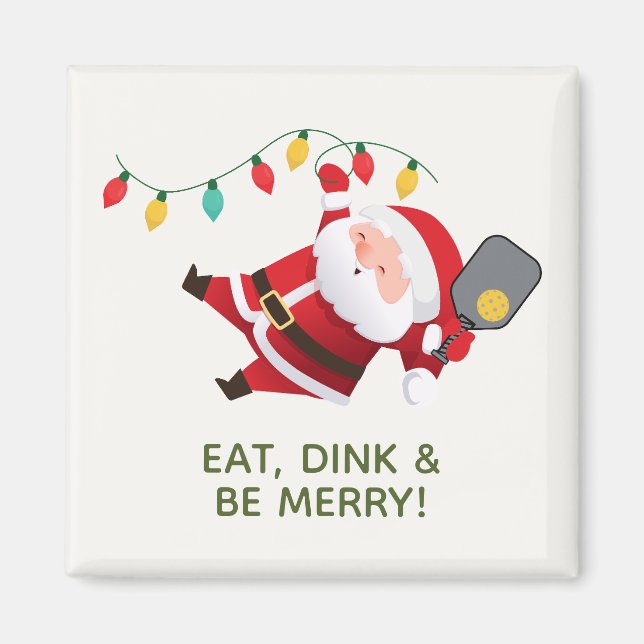 Cute Pickleball Santa White-jul Magnet (Framsidan)