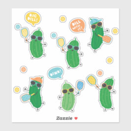 Cute Pickles spelar Pickleball Klistermärken
