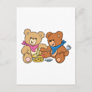 Cute Picnic Bears Vykort
