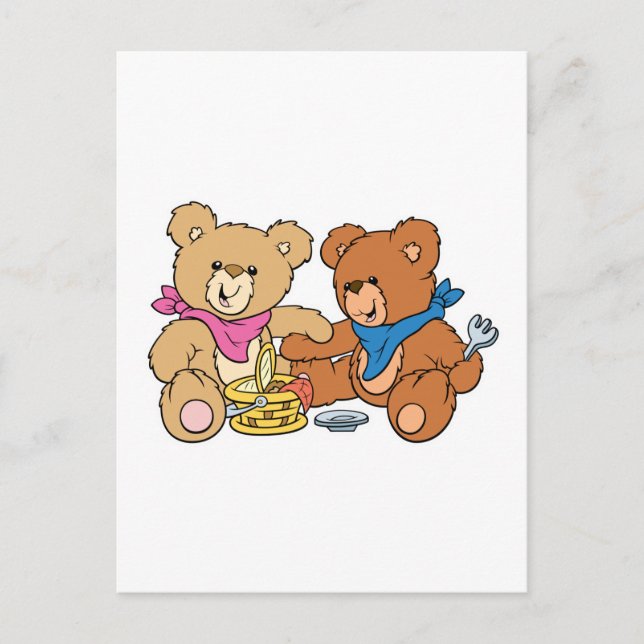 Cute Picnic Bears Vykort (Framsida)