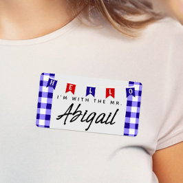 Cute Picnic Gingham Brides Family Namn bricka Fraktsedel
