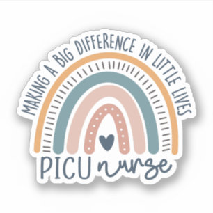 Cute PICU Nurse Rainbow, Pediatriskt intensivvårds Klistermärken