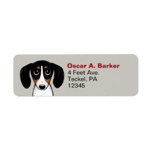 Cute Piebald Dachshund Returadress Etikett