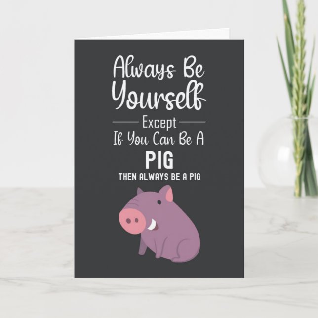 Cute Pig Cards Funny Humor Humorous Animal Farm Kort (Framsida)
