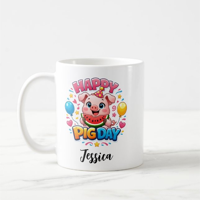 Cute Pig Day Mug – Adorable Pig Lover Kaffemugg (Vänster)