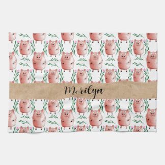 Cute Pig Pattern Tea Towel – Farm Animal Kitchen  Kökshandduk