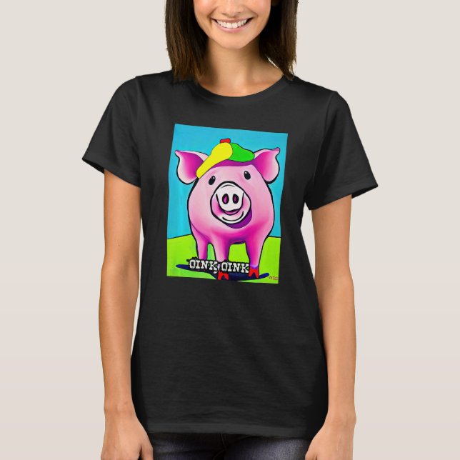 Cute Pig Piggie Oink Oink  13 T Shirt (Framsida)