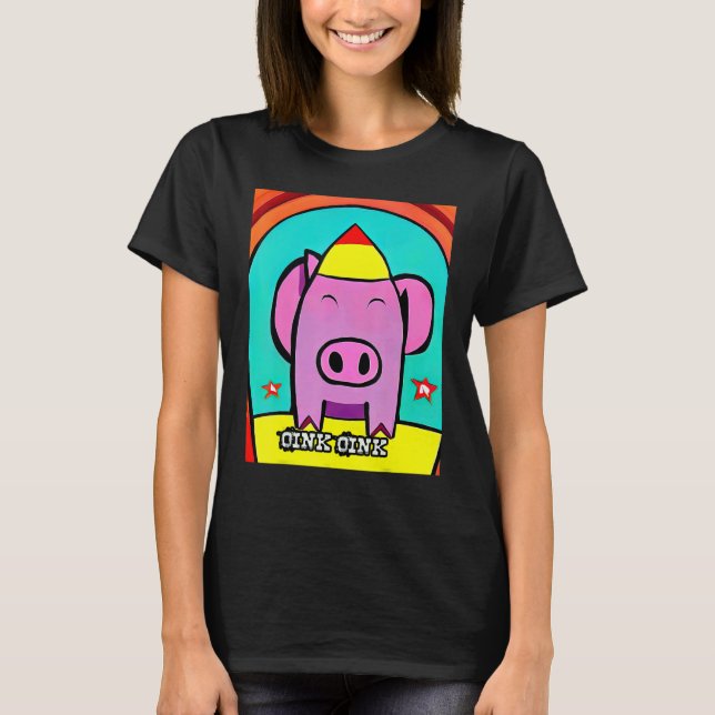 Cute Pig Piggie Oink Oink 15 T Shirt (Framsida)