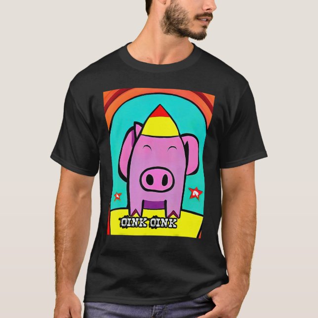 Cute Pig Piggie Oink Oink 15 T Shirt (Framsida)