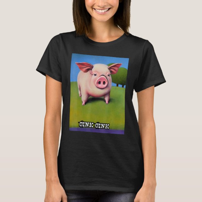 Cute Pig Piggie Oink Oink 36 T Shirt (Framsida)