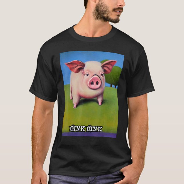 Cute Pig Piggie Oink Oink 36 T Shirt (Framsida)